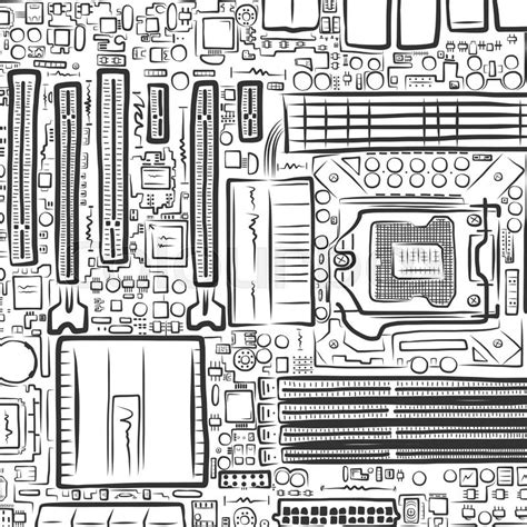 scratched motherboard|draw a motherboard simple.